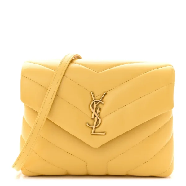 superfake Saint Laurent Calfskin Y Quilted Monogram Toy Loulou Crossbody Bag Sunflower Gold Hardware