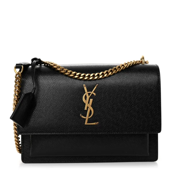 Superfake Saint Laurent Coated Bark Calfskin Medium Monogram Sunset Black Gold Hardware