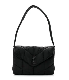 superfake Saint Laurent Econyl Nylon Large Lou Puffer Messenger Black Matte Black Hardware