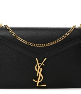 superfake Saint Laurent Grain De Poudre Monogram Cassandra Clasp Bag Black Gold Hardware