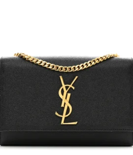 superfake Saint Laurent Grain De Poudre Small Classic Monogram Kate Satchel Black Gold Hardware