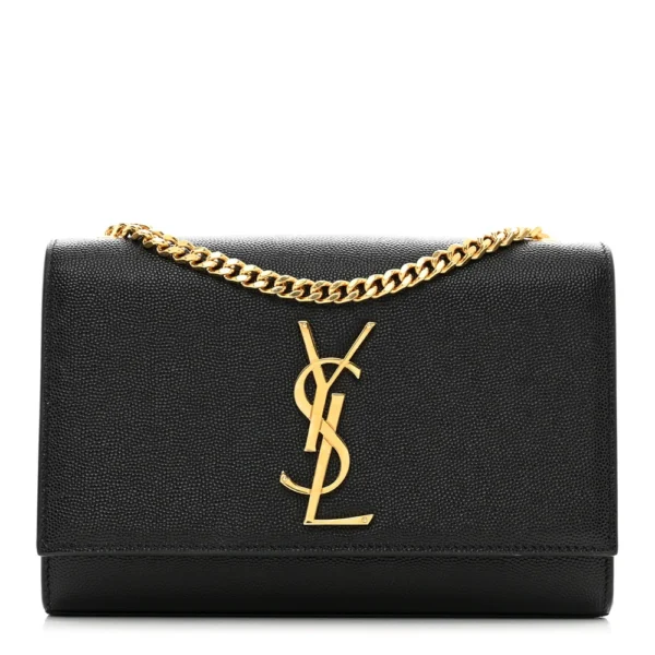 superfake Saint Laurent Grain De Poudre Small Classic Monogram Kate Satchel Black Gold Hardware