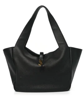 Superfake Saint Laurent Grained Deerskin Large Bea Tote Black Aged Gold Hardware