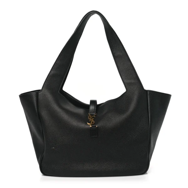 Superfake Saint Laurent Grained Deerskin Large Bea Tote Black Aged Gold Hardware