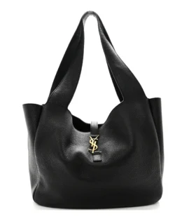 superfake Saint Laurent Grained Deerskin Large Bea Tote Black Aged Gold Hardware