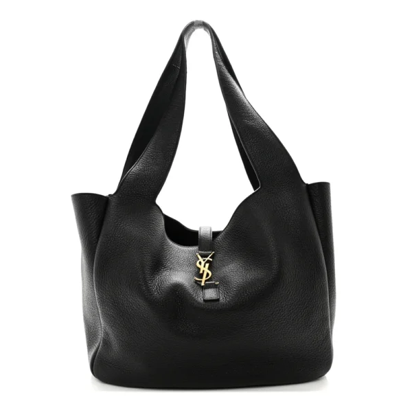 superfake Saint Laurent Grained Deerskin Large Bea Tote Black Aged Gold Hardware