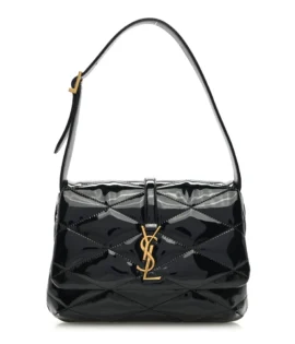 superfake Saint Laurent Patent Quilted Medium Le 57 Diamond Shoulder Bag Black Aged Gold Hardware