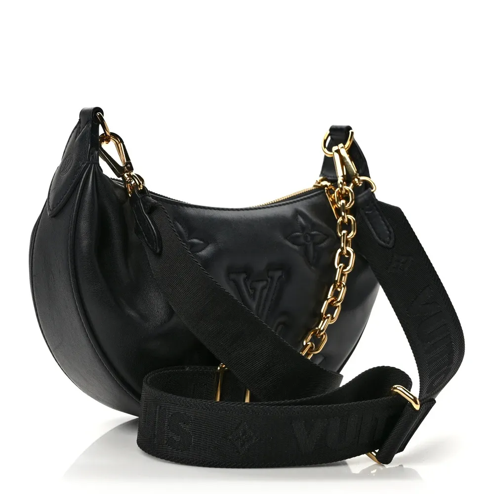 Over The Moon PM 1:1 Replica Black Leather Crescent Shoulder Bag - Image 8