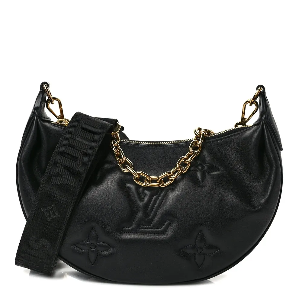 Over The Moon PM 1:1 Replica Black Leather Crescent Shoulder Bag