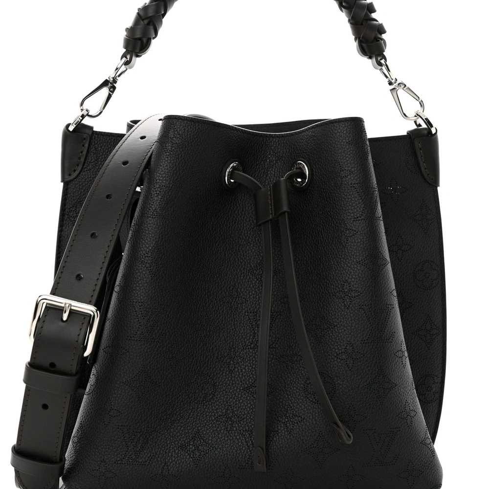 LV Muria 1:1 Replica Black Mahina Perforated Leather BucketBag - Image 6