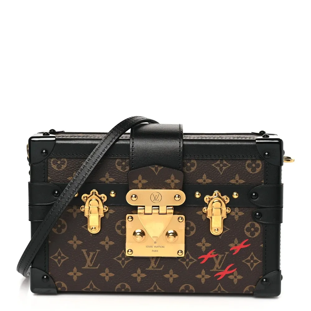 Petite Malle PM 1:1 Replica Black Monogram Mini Trunk Bag with Gold Hardware