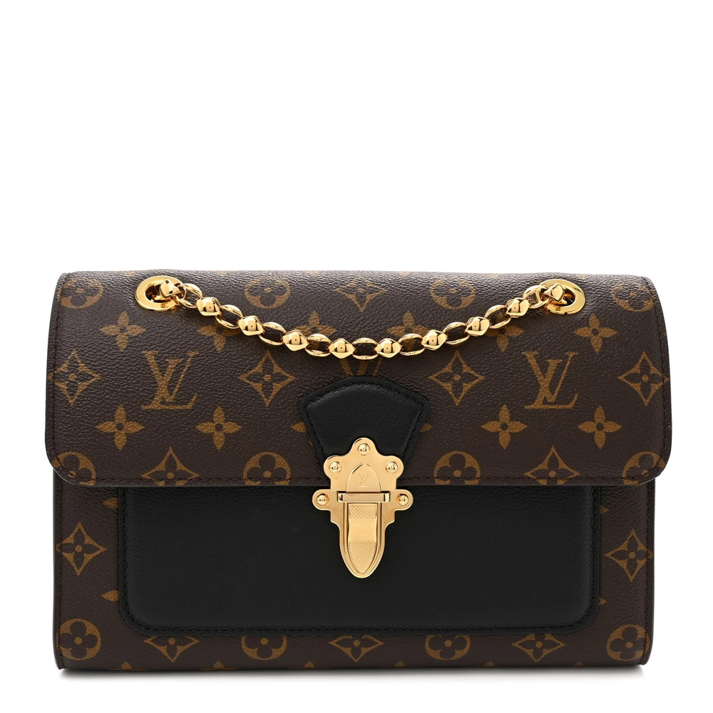 Victoire MM Super Clone Black Monogram Canvas Shoulder Handbag