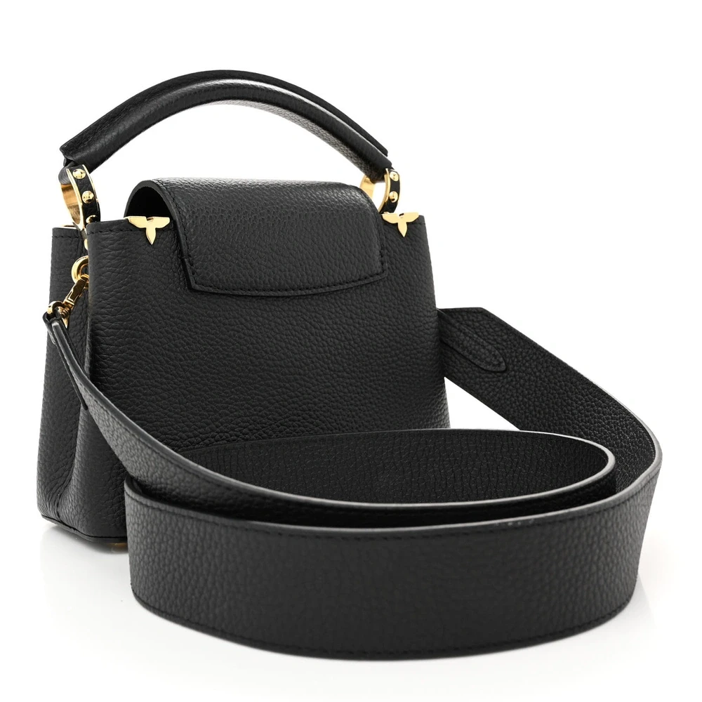 Capucines Mini Super Clone Black Taurillon Leather Embellished Flower Crown Gold Hardware Bag - Image 8