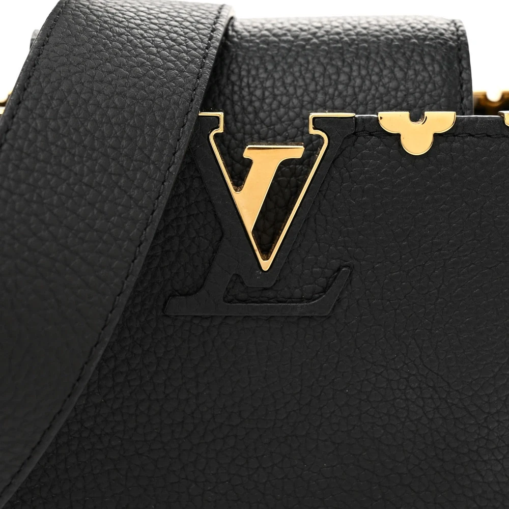 Capucines Mini Super Clone Black Taurillon Leather Embellished Flower Crown Gold Hardware Bag - Image 6