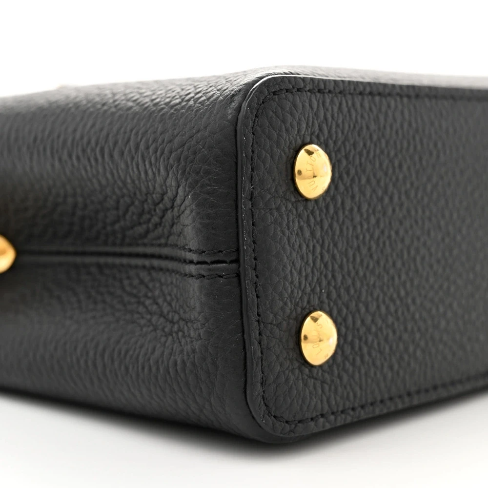 Capucines Mini Super Clone Black Taurillon Leather Embellished Flower Crown Gold Hardware Bag - Image 3