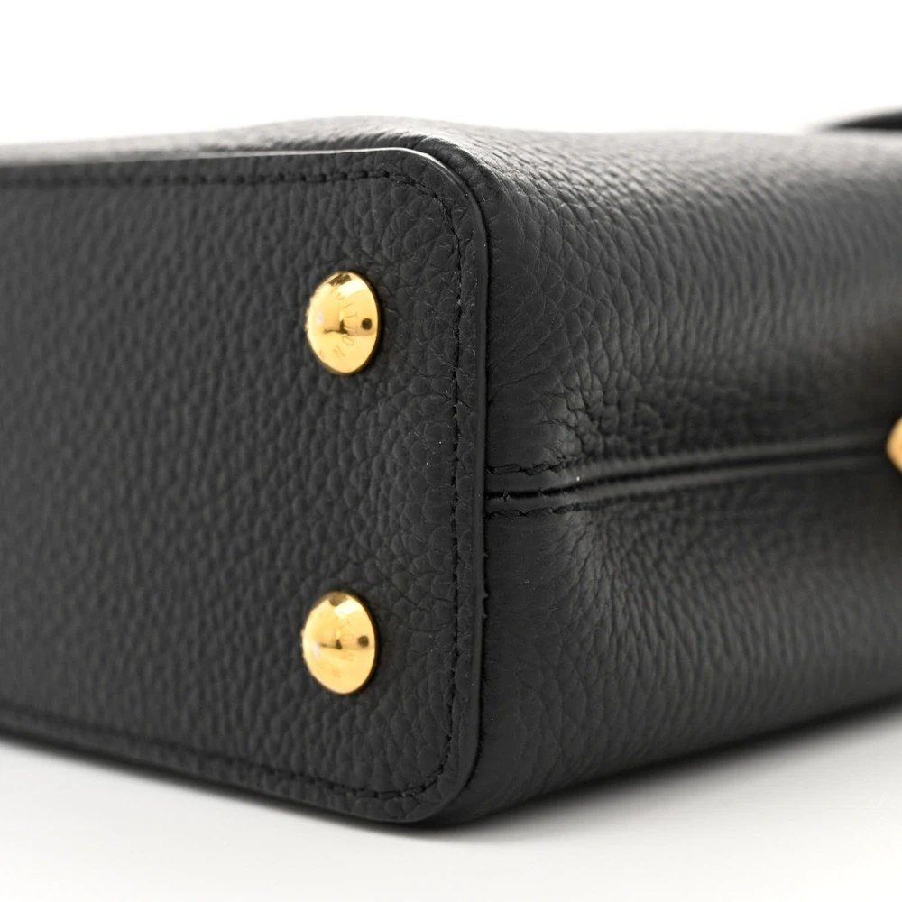 Capucines Mini Super Clone Black Taurillon Leather Embellished Flower Crown Gold Hardware Bag - Image 2