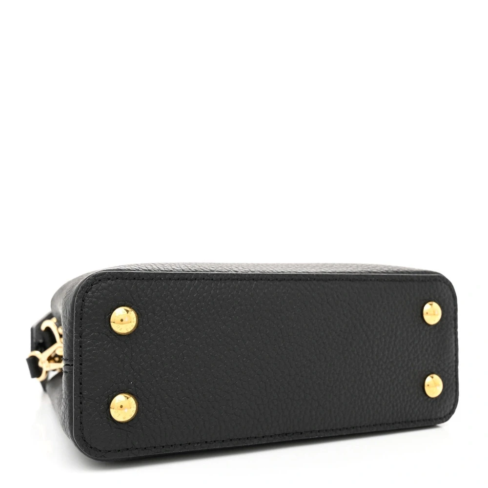 Capucines Mini Super Clone Black Taurillon Leather Embellished Flower Crown Gold Hardware Bag - Image 7