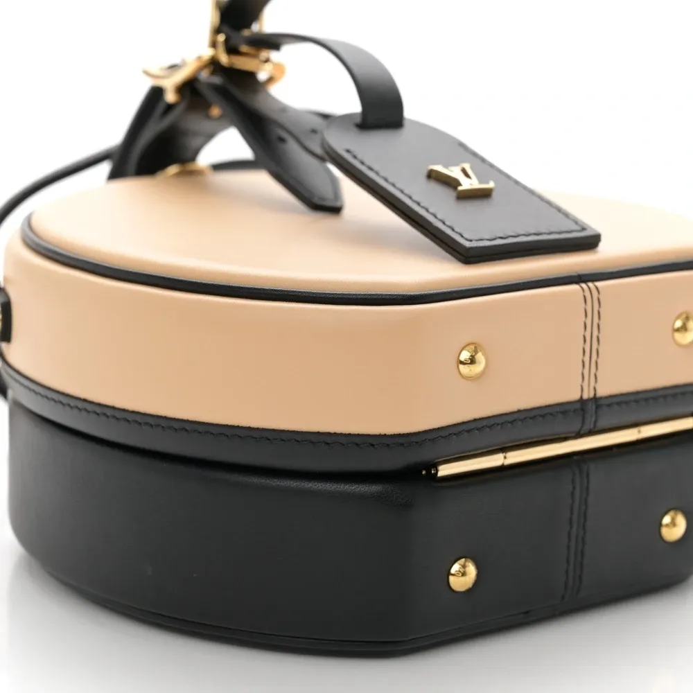Onthego MM Super Clone Black Beige Calfskin Leather Structured Tote - Image 3