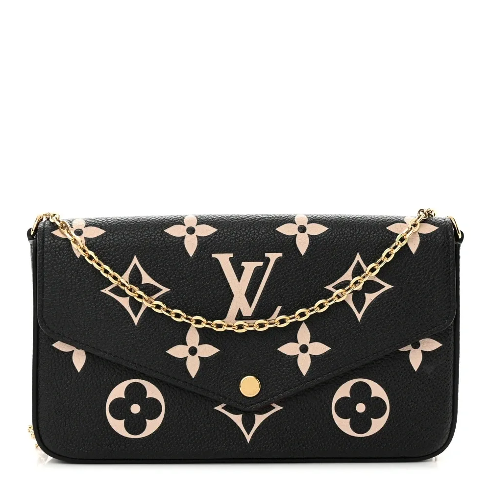 Félicie Pochette 1:1 Replica Black Beige Monogram Chain Wallet Crossbody