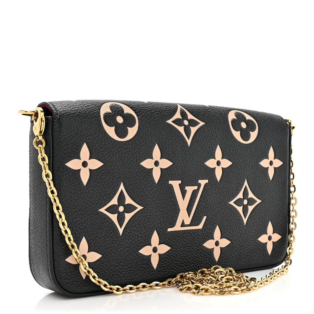 Félicie Pochette Super Clone Black & Beige Empreinte Giant Monogram Chain Wallet - Image 7