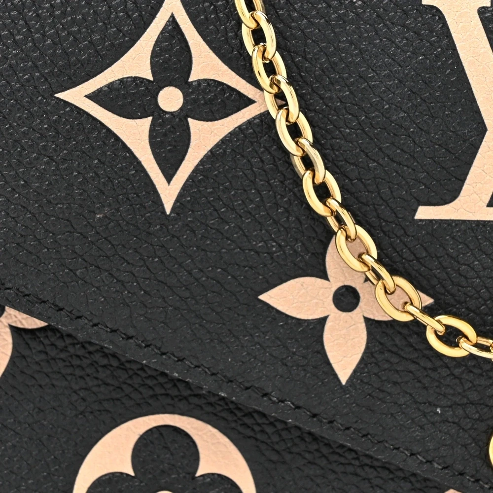 Félicie Pochette Super Clone Black & Beige Empreinte Giant Monogram Chain Wallet - Image 5