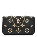Félicie Pochette Super Clone Black & Beige Empreinte Giant Monogram Chain Wallet