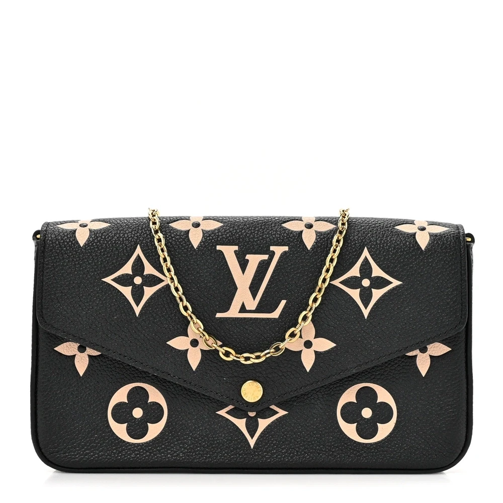 Félicie Pochette Super Clone Black & Beige Empreinte Giant Monogram Chain Wallet