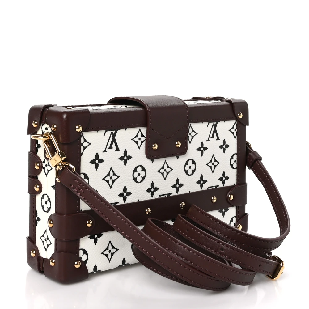 Petite Malle1:1 Replica Black White Monogram Canvas Gold Hardware Trunk Handbag - Image 8