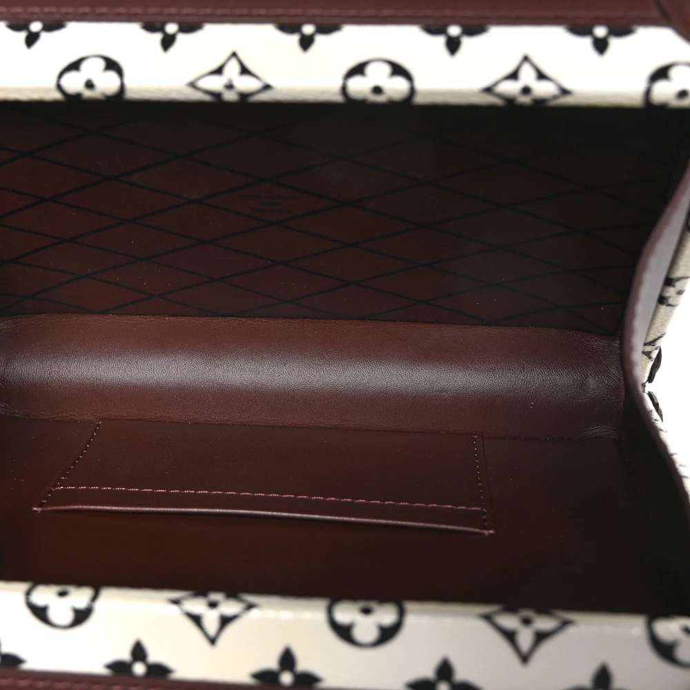 Petite Malle1:1 Replica Black White Monogram Canvas Gold Hardware Trunk Handbag - Image 5