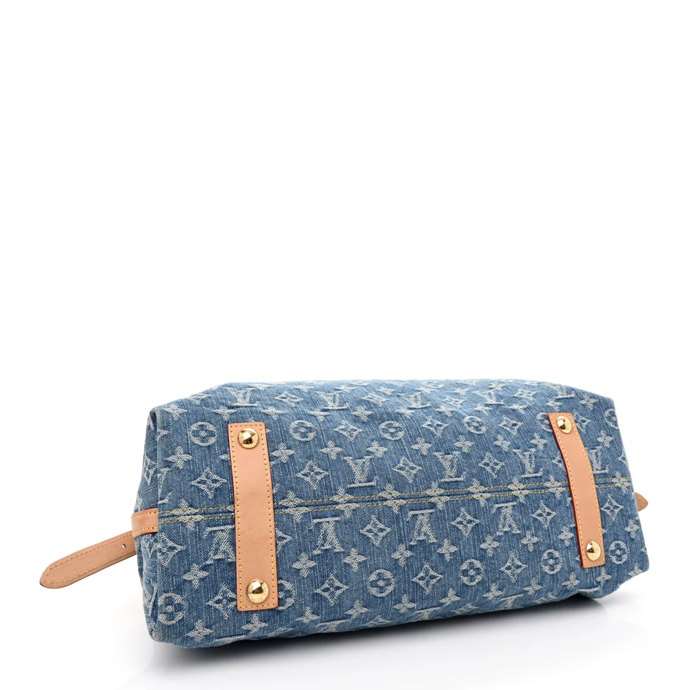 CarryAll MM Super Clone Blue Monogram Denim Canvas Everyday Tote Bag - Image 6
