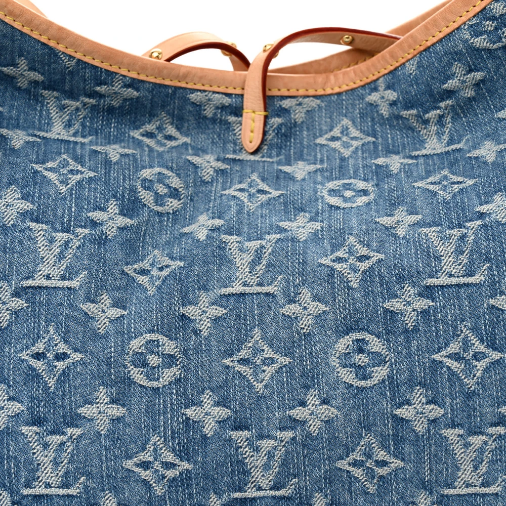 CarryAll MM Super Clone Blue Monogram Denim Canvas Everyday Tote Bag - Image 5
