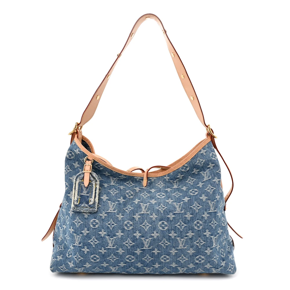 CarryAll MM Super Clone Blue Monogram Denim Canvas Everyday Tote Bag
