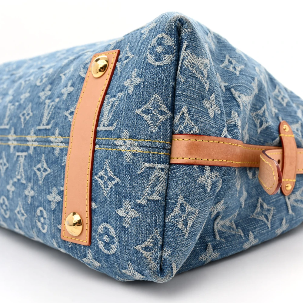 CarryAll MM Super Clone Blue Monogram Denim Canvas Everyday Tote Bag - Image 8