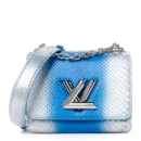 Twist PM 1:1 Replica Blue Monogram Leather Silver Hardware Chain HandBag