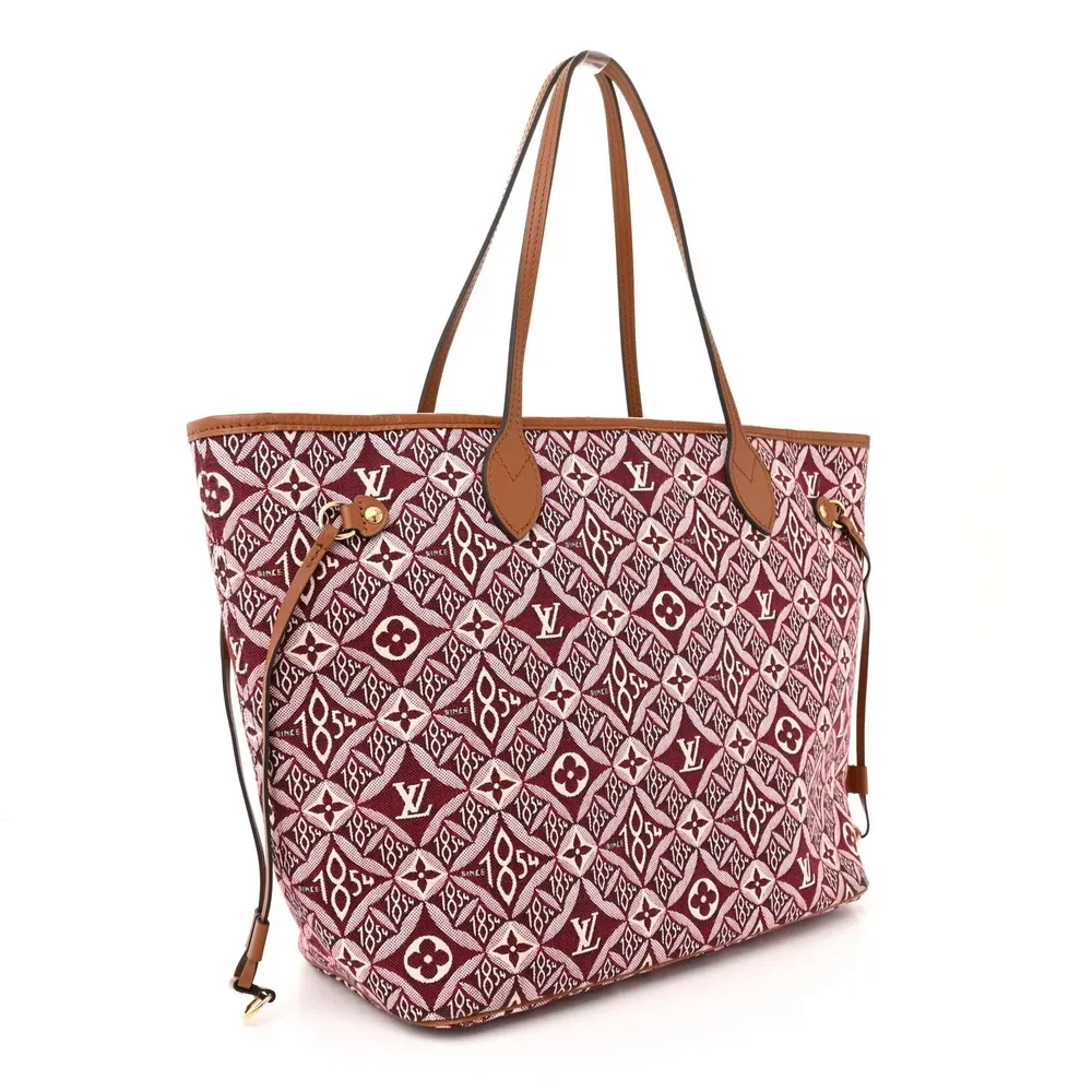 Neverfull MM Super Clone Bordeaux Jacquard Monogram Shoulder Bag Pochette - Image 4
