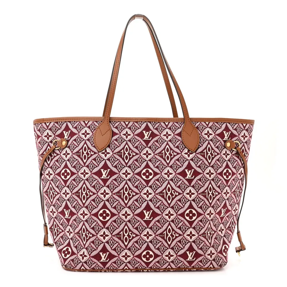 Neverfull MM Super Clone Bordeaux Jacquard Monogram Shoulder Bag Pochette