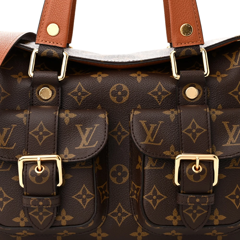 Manhattan NM Super Clone Caramel Monogram Canvas Gold Hardware Handbag - Image 3