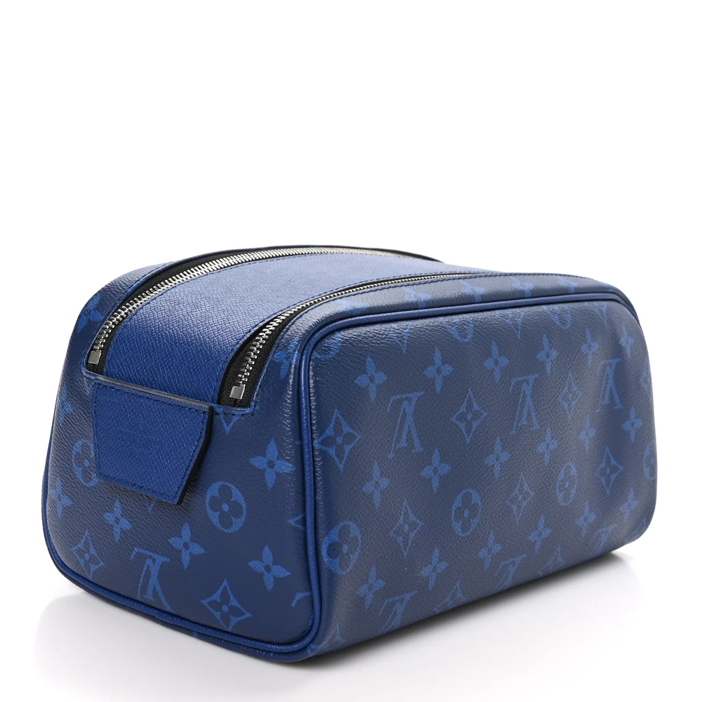 Dopp Kit Toilet Pouch PM Super Clone Cobalt Taigarama Leather Silver Hardware Pouch - Image 7