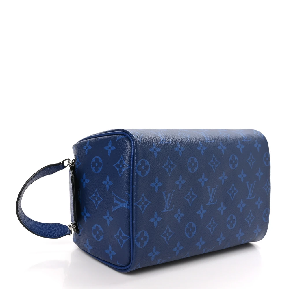 Dopp Kit Toilet Pouch PM Super Clone Cobalt Taigarama Leather Silver Hardware Pouch - Image 6