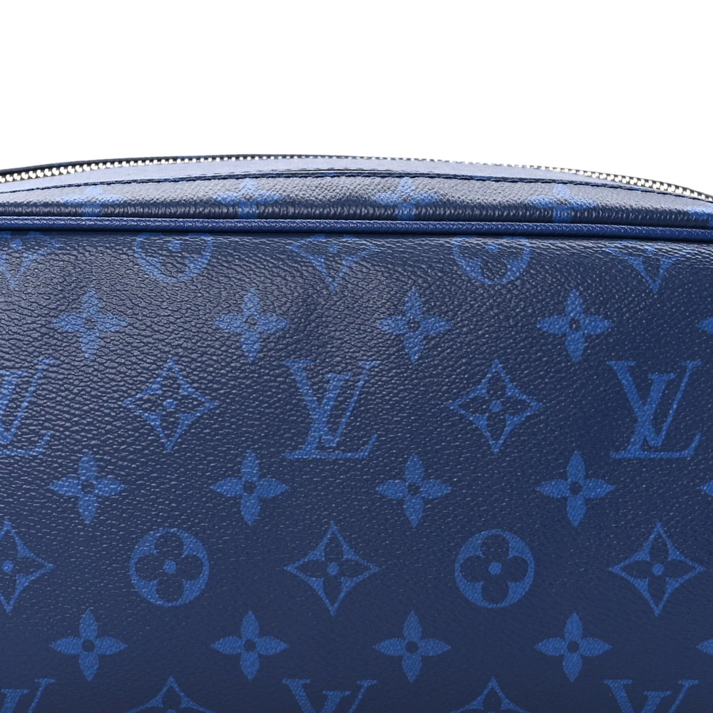 Dopp Kit Toilet Pouch PM Super Clone Cobalt Taigarama Leather Silver Hardware Pouch - Image 5