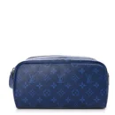 Dopp Kit Toilet Pouch PM Super Clone Cobalt Taigarama Leather Silver Hardware Pouch