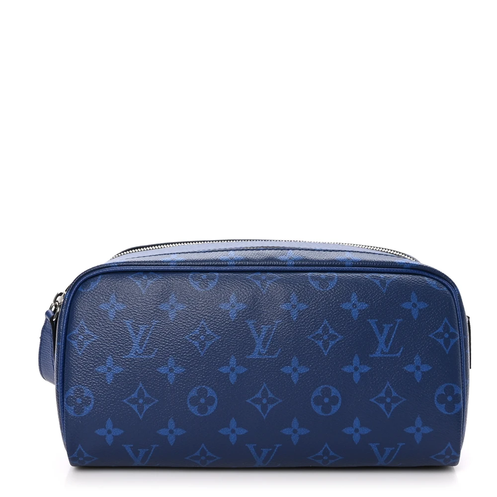 Dopp Kit Toilet Pouch PM Super Clone Cobalt Taigarama Leather Silver Hardware Pouch