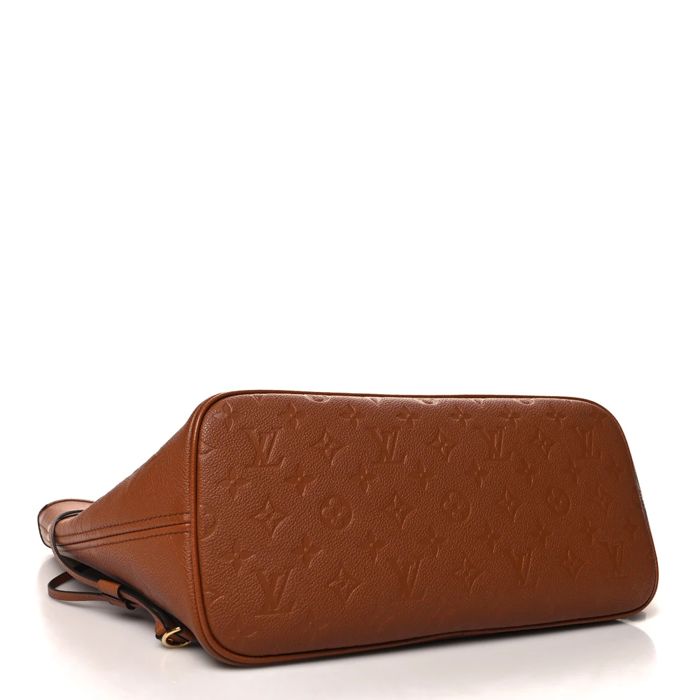Neverfull MM Super Clone Cognac Empreinte Monogram Giant Leather Gold Hardware Tote Bag - Image 6