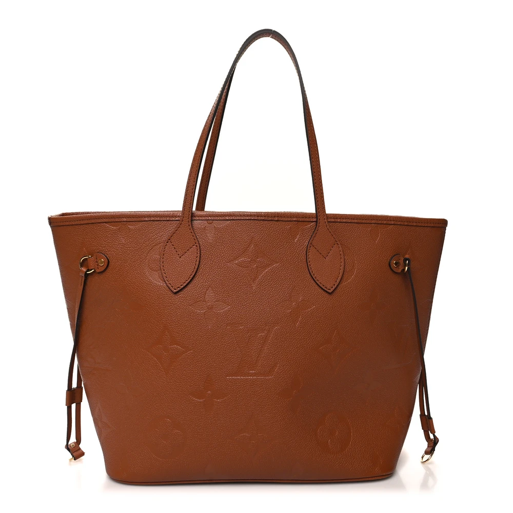 Neverfull MM Super Clone Cognac Empreinte Monogram Giant Leather Gold Hardware Tote Bag
