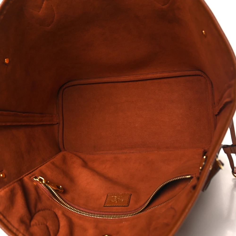 Neverfull MM Super Clone Cognac Empreinte Monogram Giant Leather Gold Hardware Tote Bag - Image 4