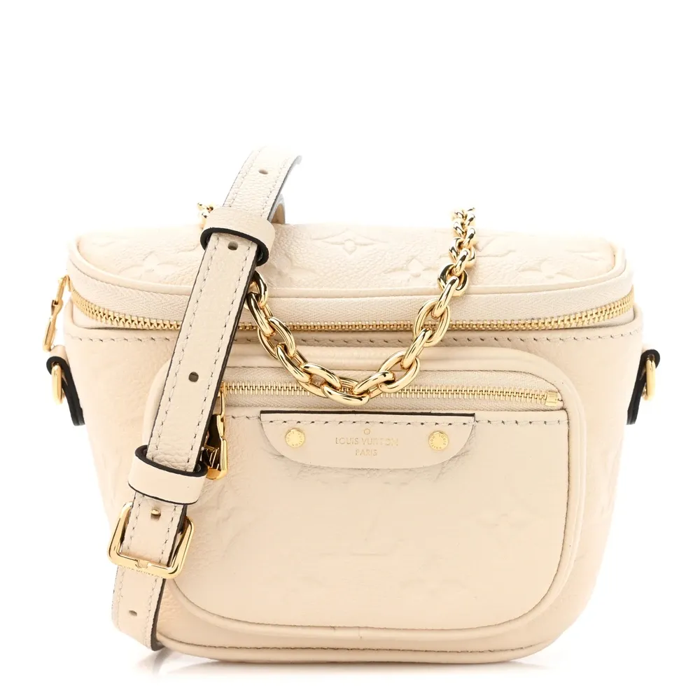 Mini Bumbag 1:1 Replica Cream Empreinte Leather Everyday Crossbody Bag