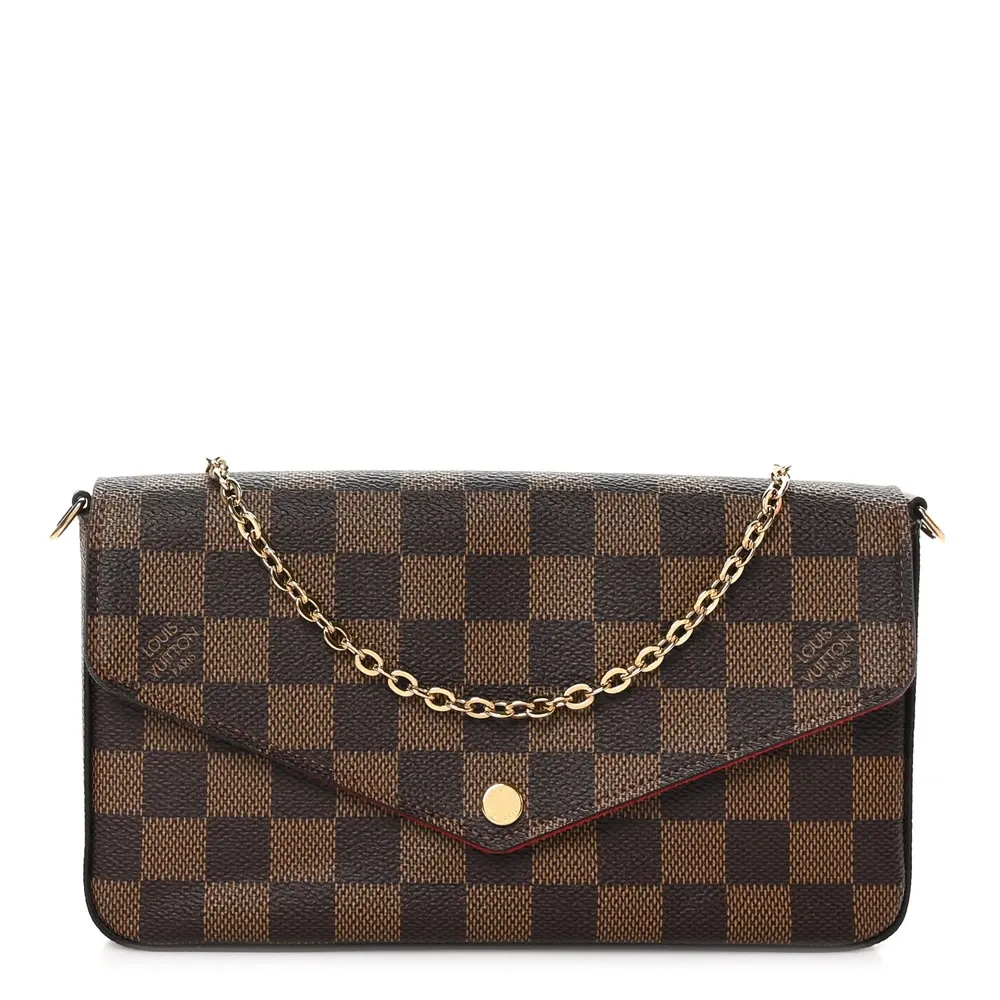 Félicie Pochette 1:1 Replica Lou!S Vuiton  Damier Ebene Checkered Canvas Chain Wallet