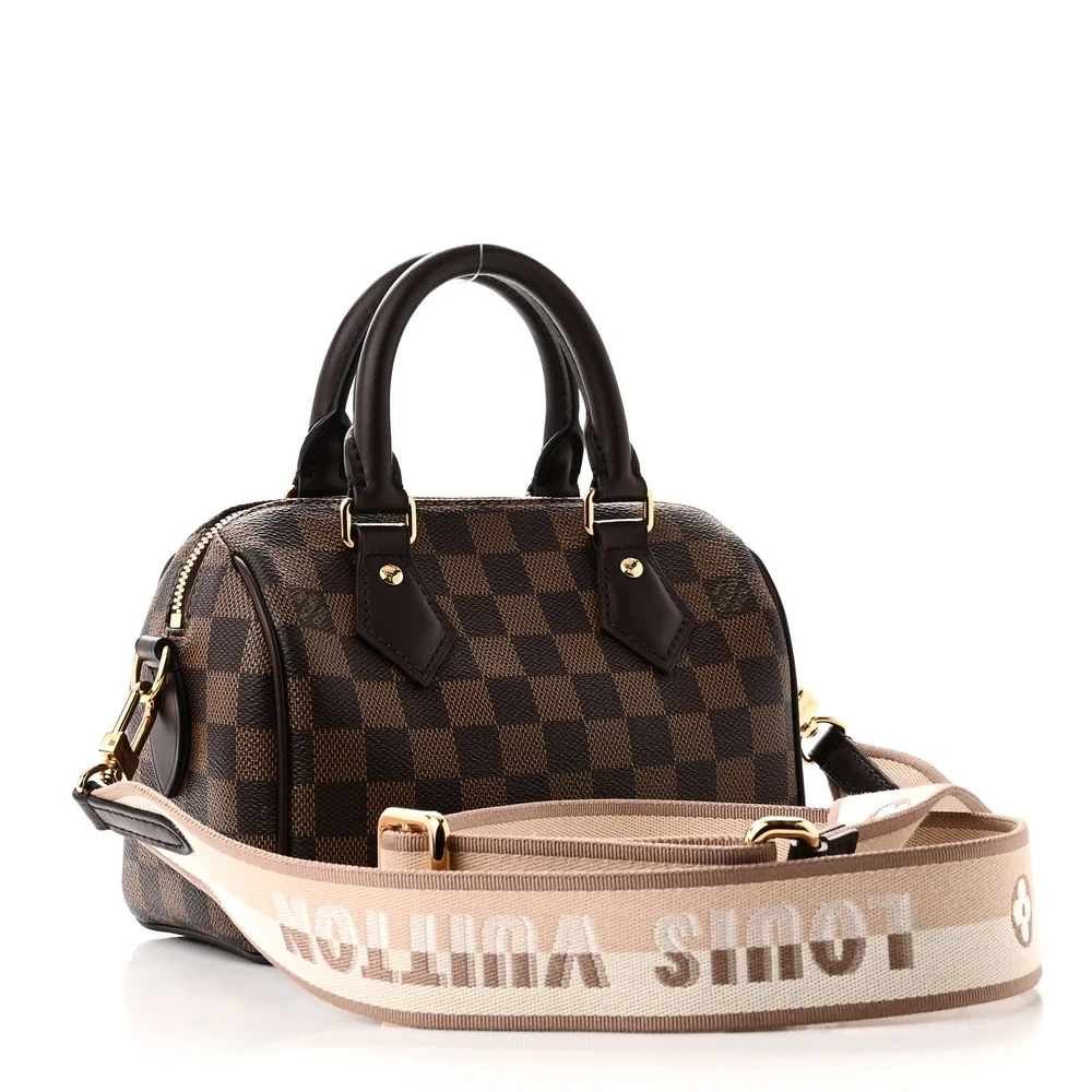 Speedy Bandoulière 20 Super Clone Brown Damier Ebene Canvas Gold hardware HandBag - Image 7
