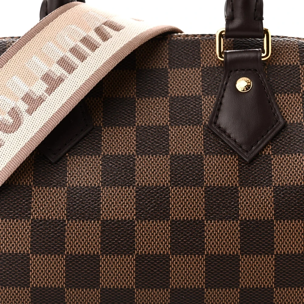 Speedy Bandoulière 20 Super Clone Brown Damier Ebene Canvas Gold hardware HandBag - Image 5