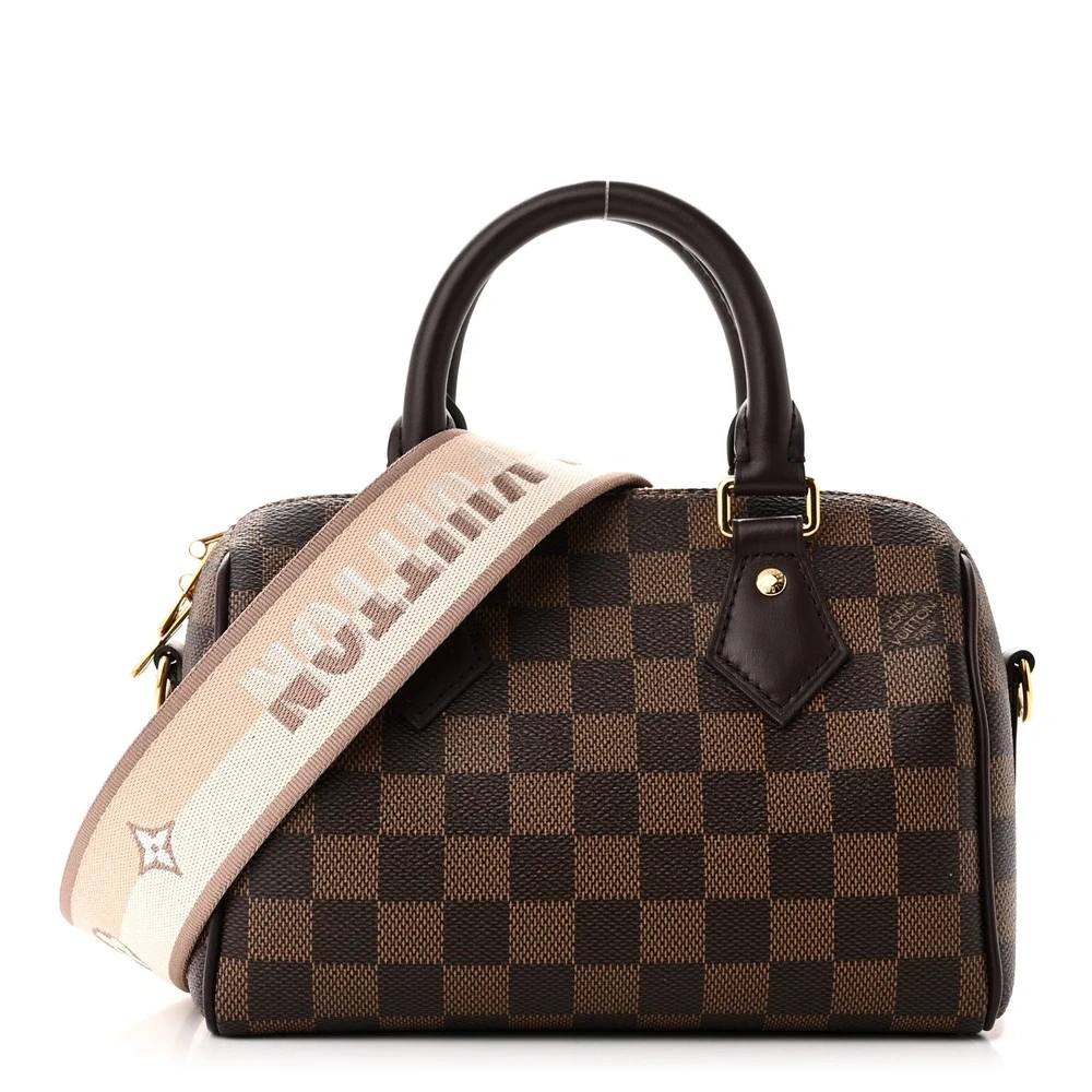 Speedy Bandoulière 20 Super Clone Brown Damier Ebene Canvas Gold hardware HandBag